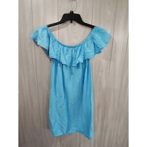 Women's Tommy Bahama Linen Blend Boat Neck Blue Blouse Size M Nautical Cruise...